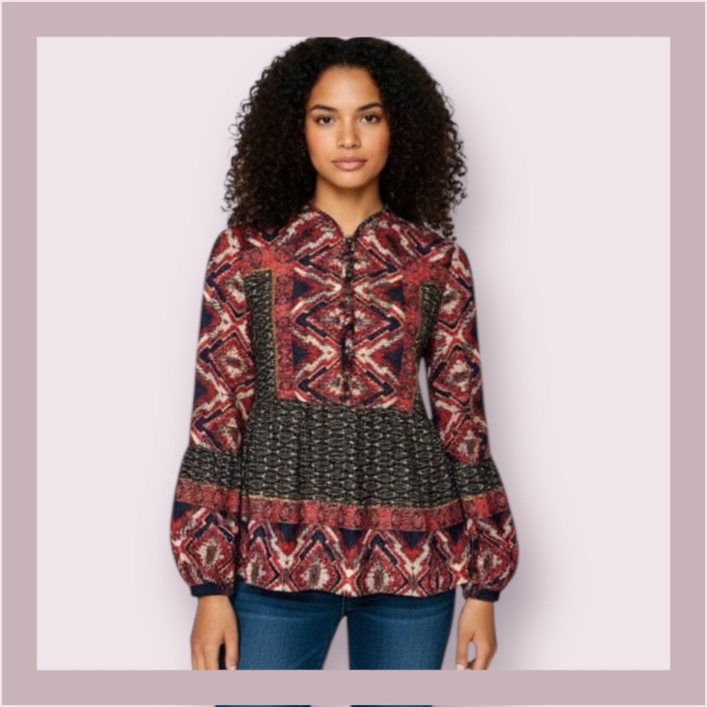 Anthropologie Konrad & Joseph Peplum Boho Long Sleeve Blouse